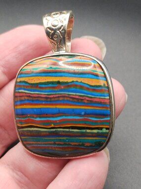 Jay King DTR mine finds rainbow calsilica magnetic pendant/enhancer 925 Sterling